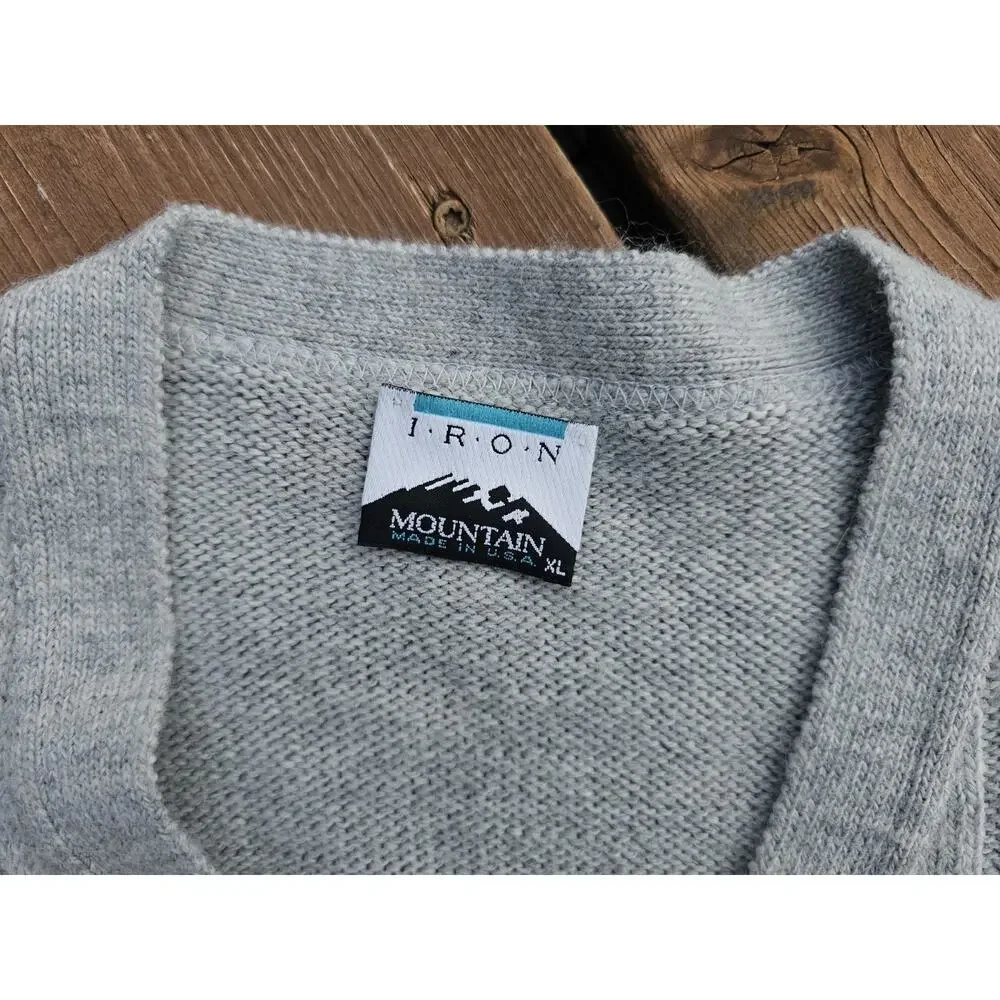 Iron Mountain Clothing Vintage Cardigan Knit Sweater Gray Button Womens XL - Picture 3 of 6